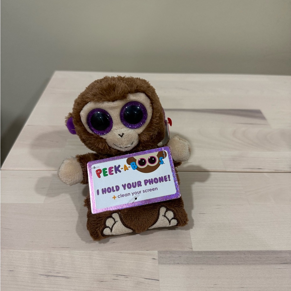Net Ty beanies peek a boo phone holder monkey